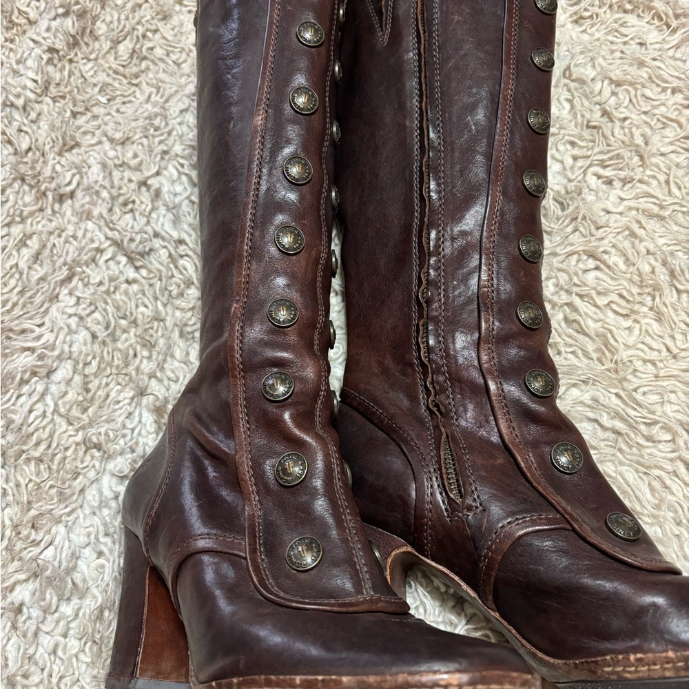 Rare Vintage Frye Dark Brown Knee high Boots - Picture 2 of 8
